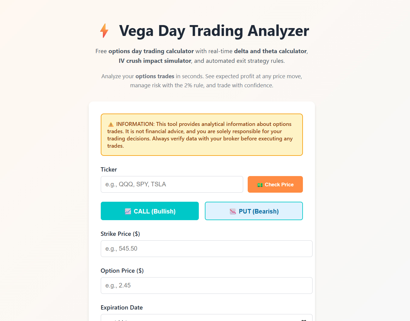 Vega Day Trading Analyzer | App by Brian BK